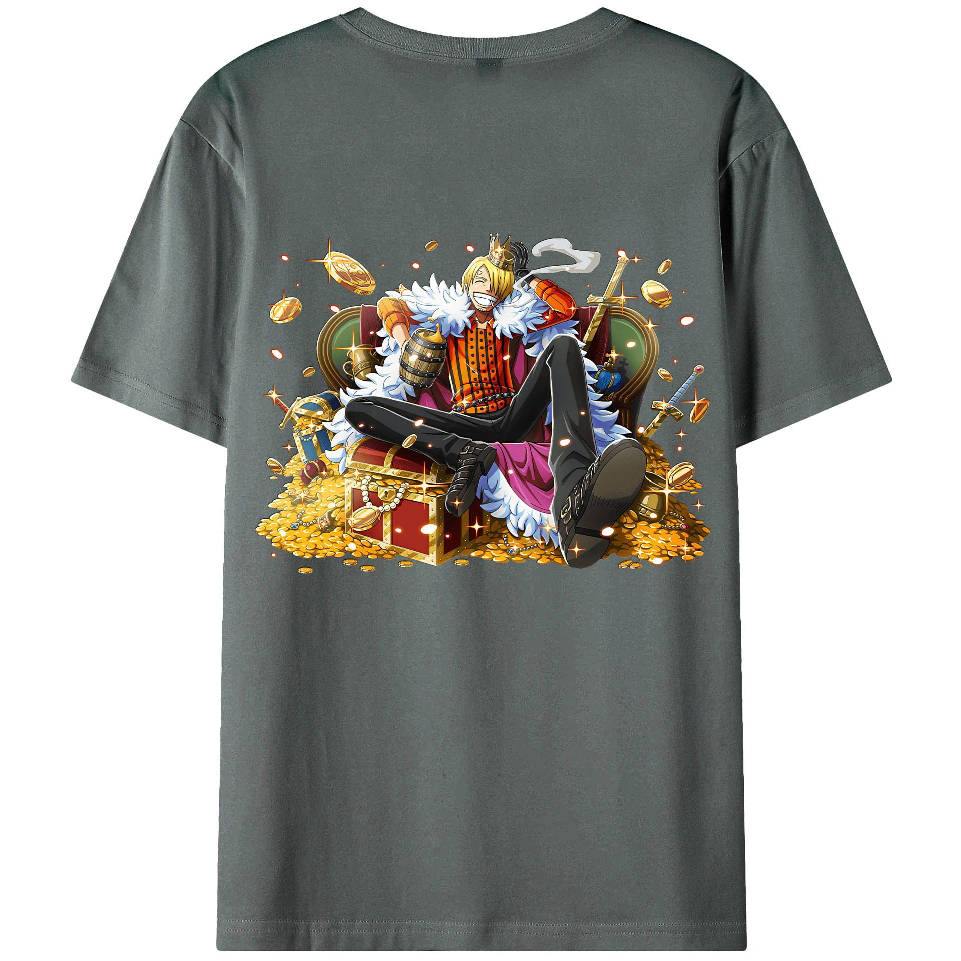 （画像用） ワンピース サンジ ONE PIECE Sanji 綿100％ メンズ半袖Tシャツ（バックプリント） 通気性
